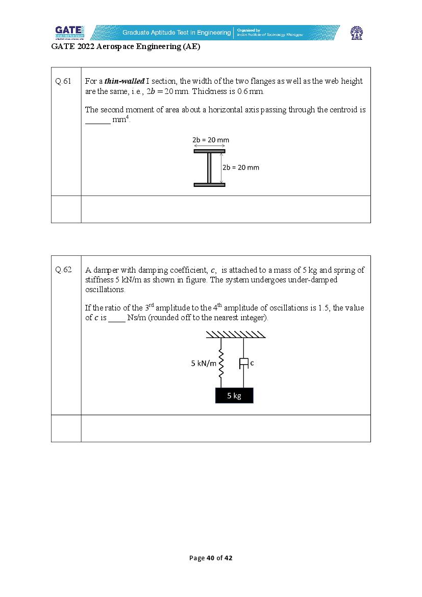 GATE 2022 Question Papers PDF with Answer Keys (37 Papers)