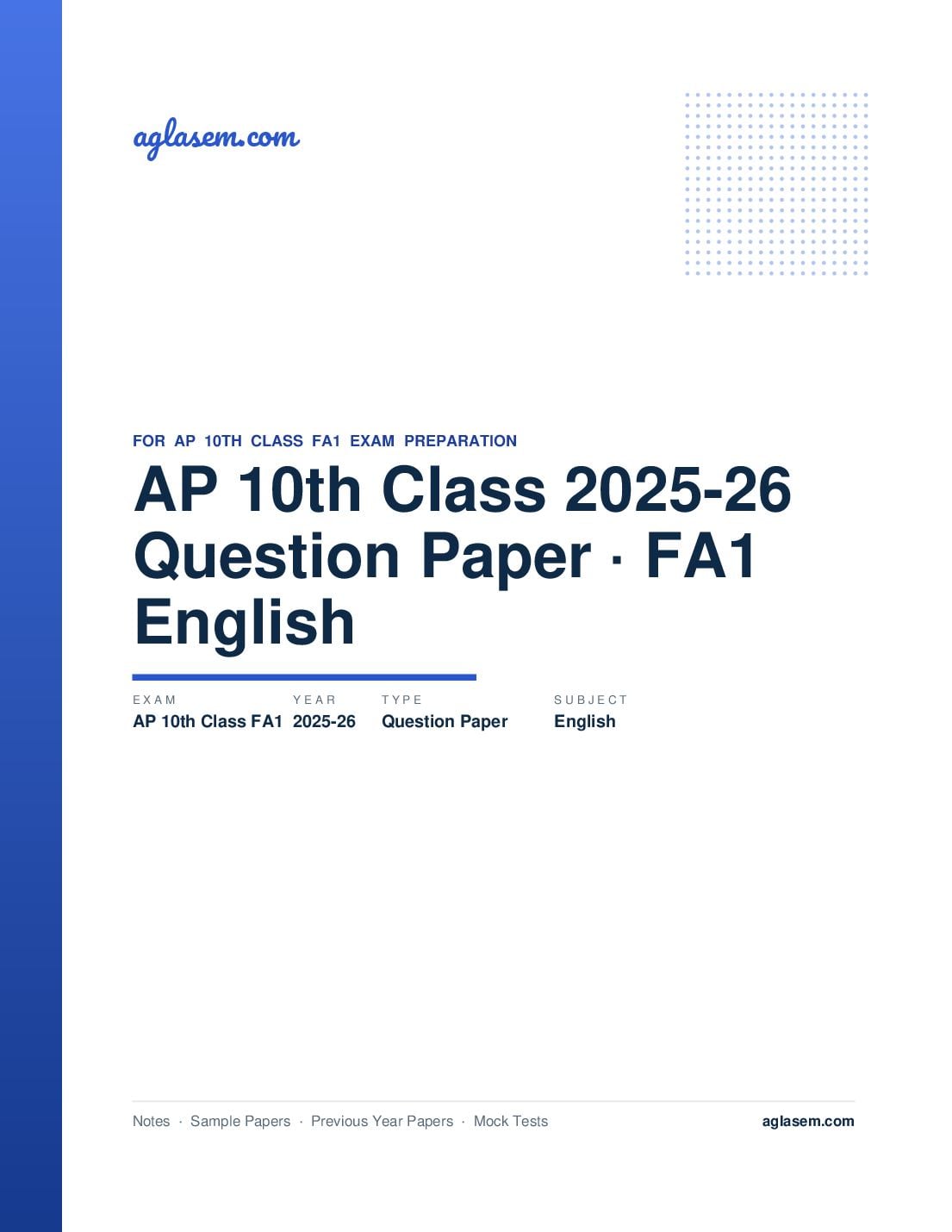 AP 10th Class Question Paper 2025-26 FA1 English - Page 1 of 5