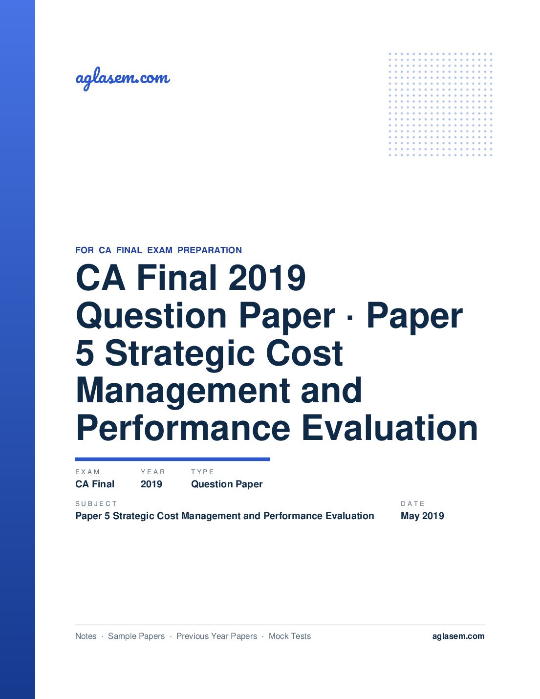 CA Final May 2019 Question Paper Paper 5 Strategic Cost Management and Performance Evaluation - Page 1 of 17