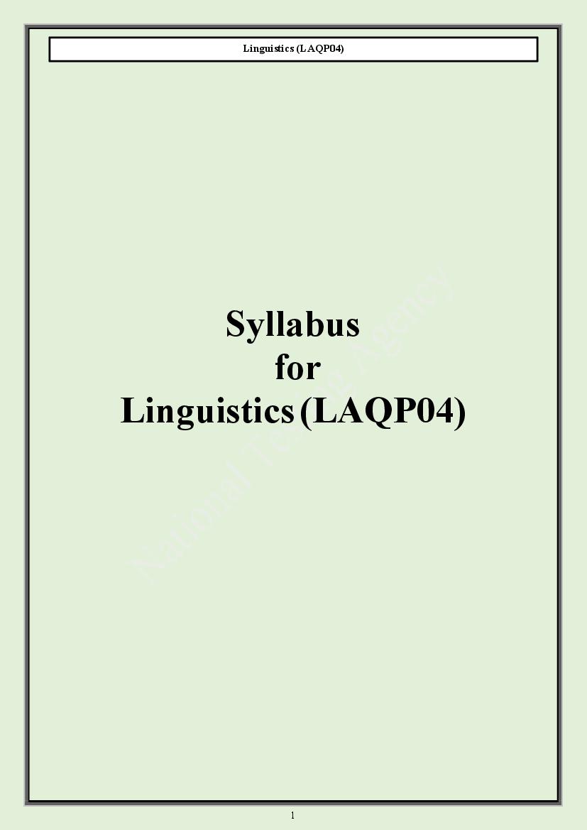 CUET PG 2024 Syllabus Linguistics - Page 1