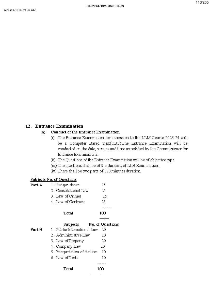 Kerala CEE LLM 2023 Syllabus - Page 1