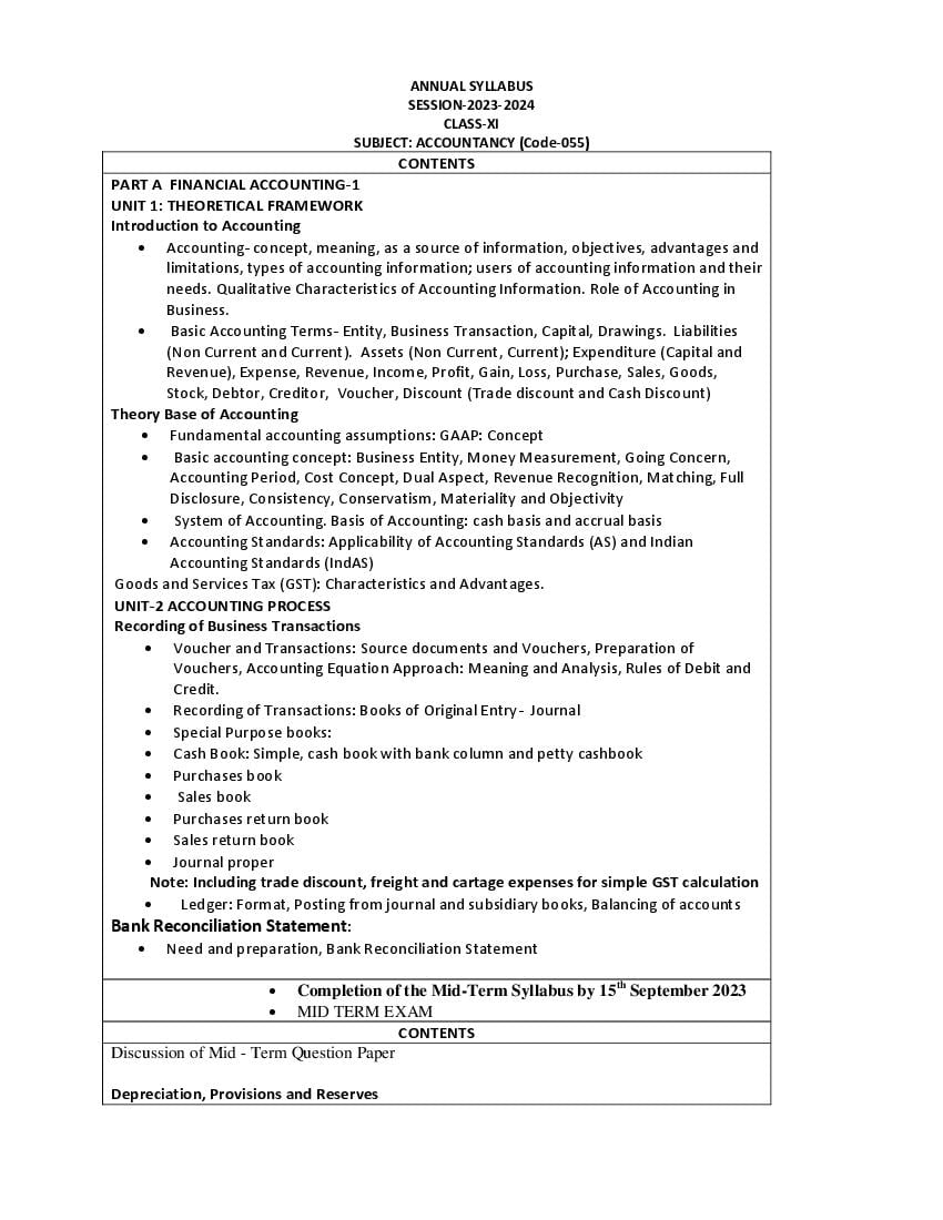Edudel Syllabus Class 11 Accountancy - Page 1