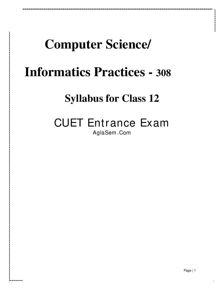 CUET 2022 Syllabus Computer Science - Page 1