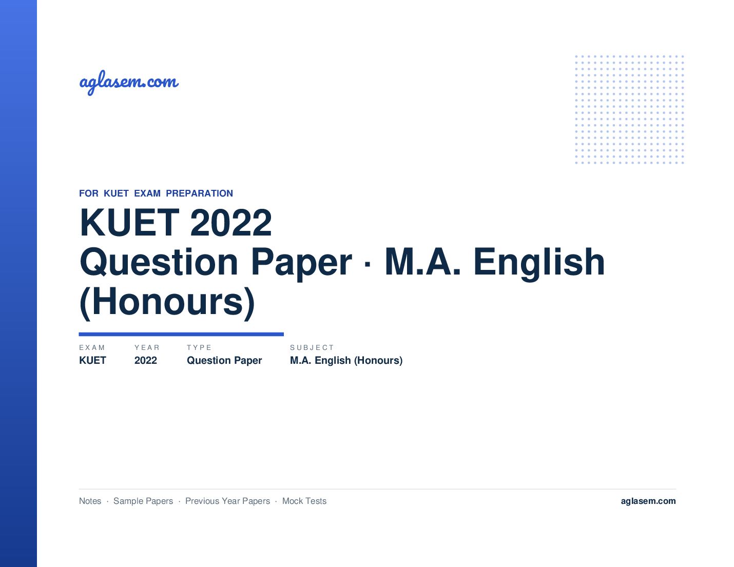 KUET 2022 Question Paper M.A. English (Honours) - Page 1 of 5