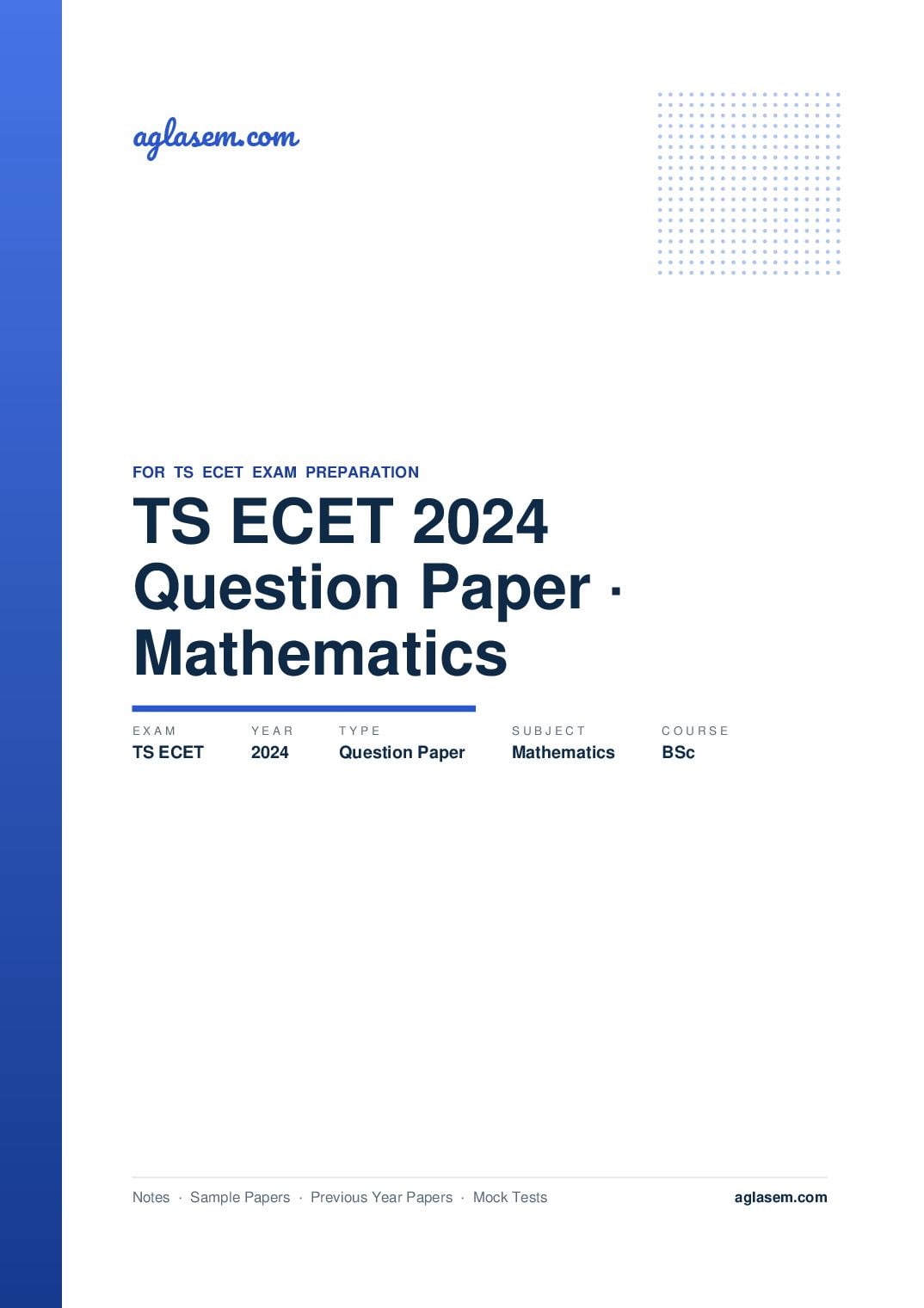 TS ECET 2024 Question Paper BSc Mathematics - Page 1 of 139