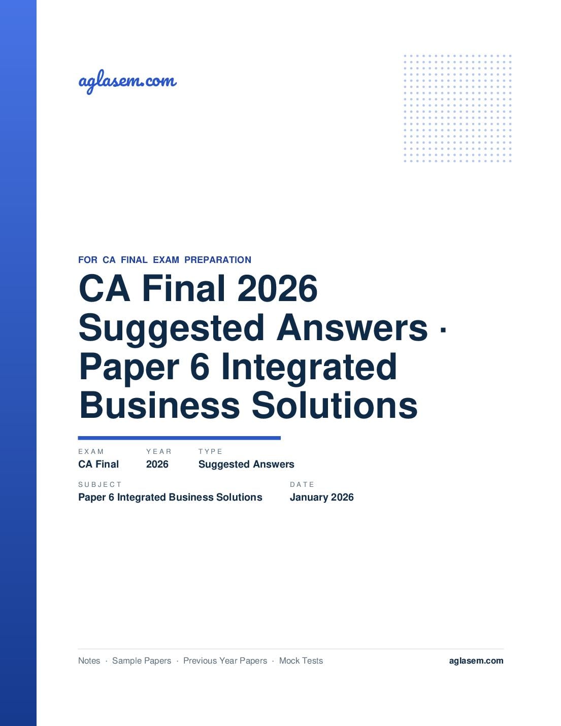 CA Final January 2026 Suggested Answers Paper 6 Integrated Business Solutions - Page 1 of 55