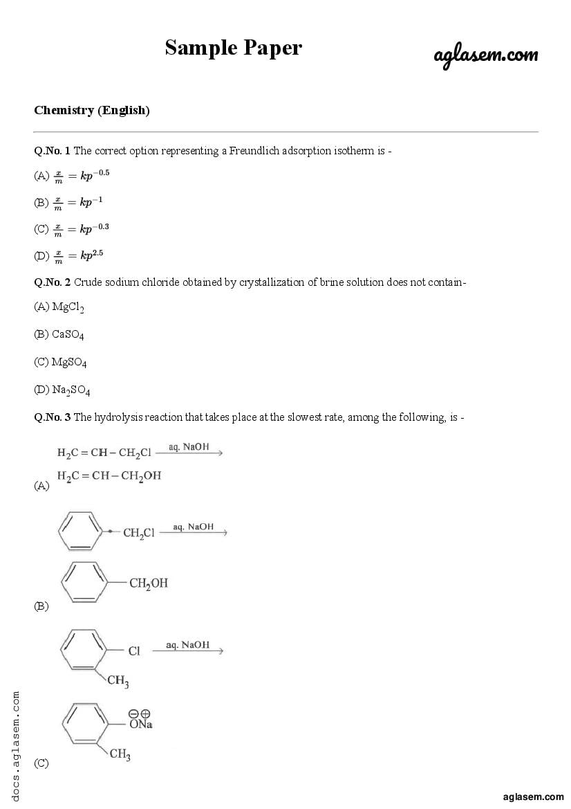 NEET 2023 Sample Paper Chemistry - Page 1
