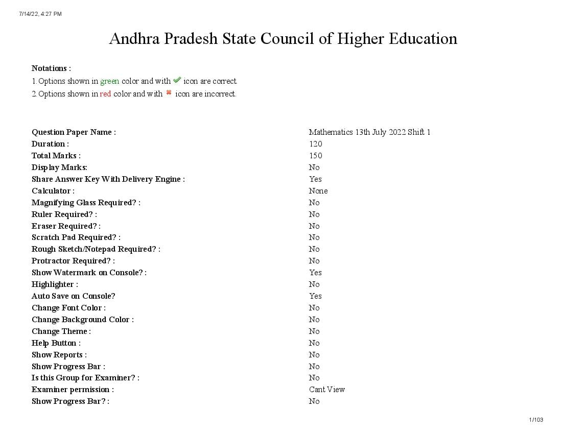 AP EdCET 2022 Question Paper with Answer Key for Maths - Page 1