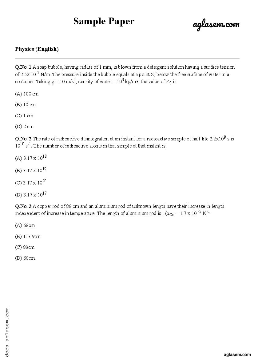 NEET 2023 Sample Paper Physics - Page 1