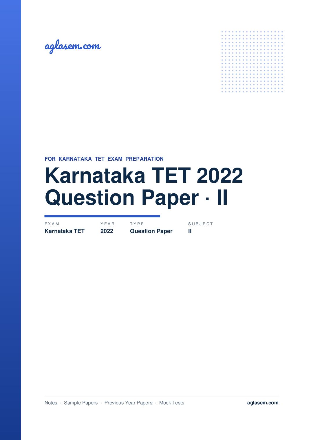 Karnataka TET 2022 Question Paper II - Page 1 of 40