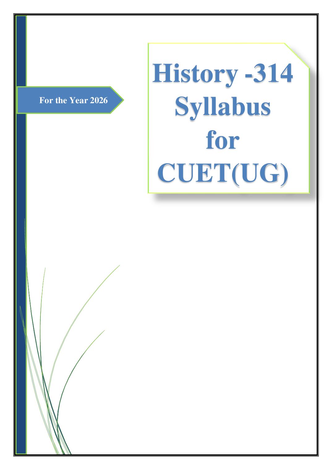 CUET 2026 Syllabus History (Code 314) - Page 1 of 2