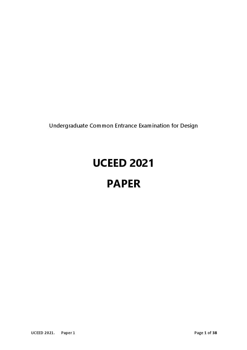 UCEED 2021 Question Paper - Page 1