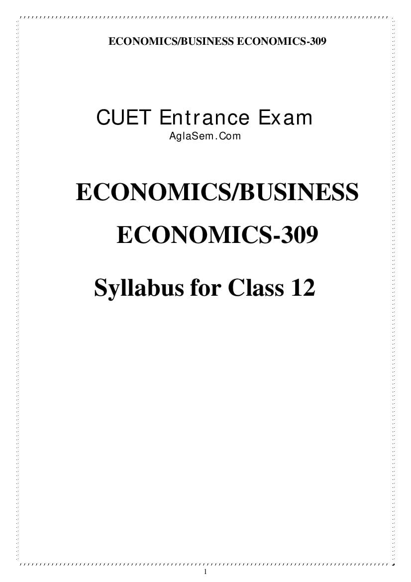 CUET 2022 Syllabus Economics - Page 1