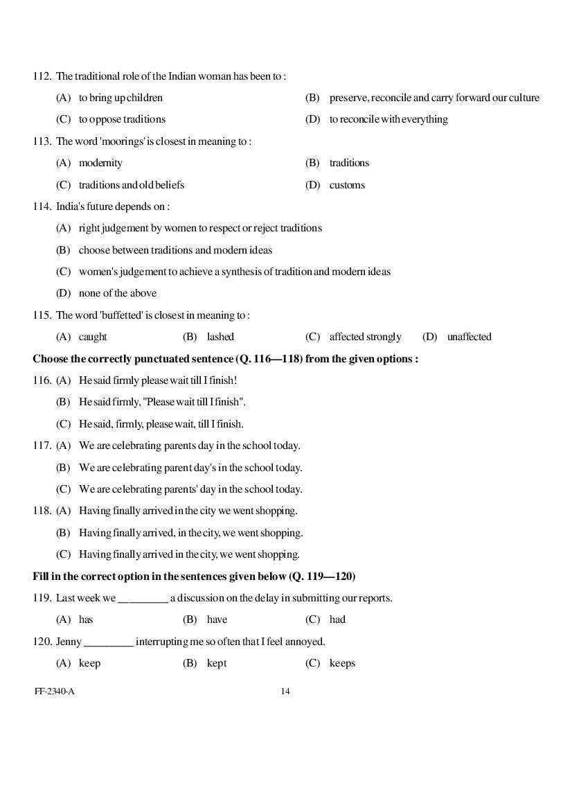 Punjab B.Ed 2019 Question Paper PDF with Answer Key