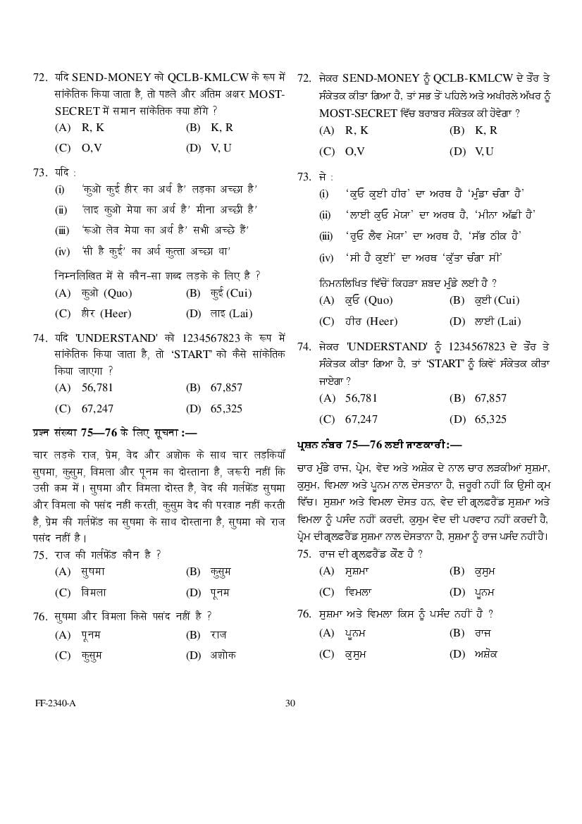 Punjab B.Ed 2019 Question Paper PDF with Answer Key