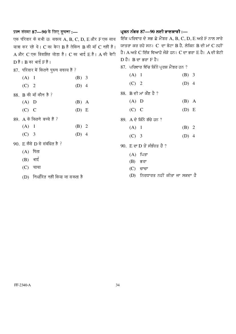 Punjab B.Ed 2019 Question Paper PDF with Answer Key