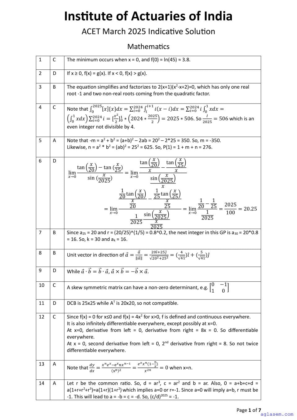 ACET Mar 2025 Solution - Page 1 of 7