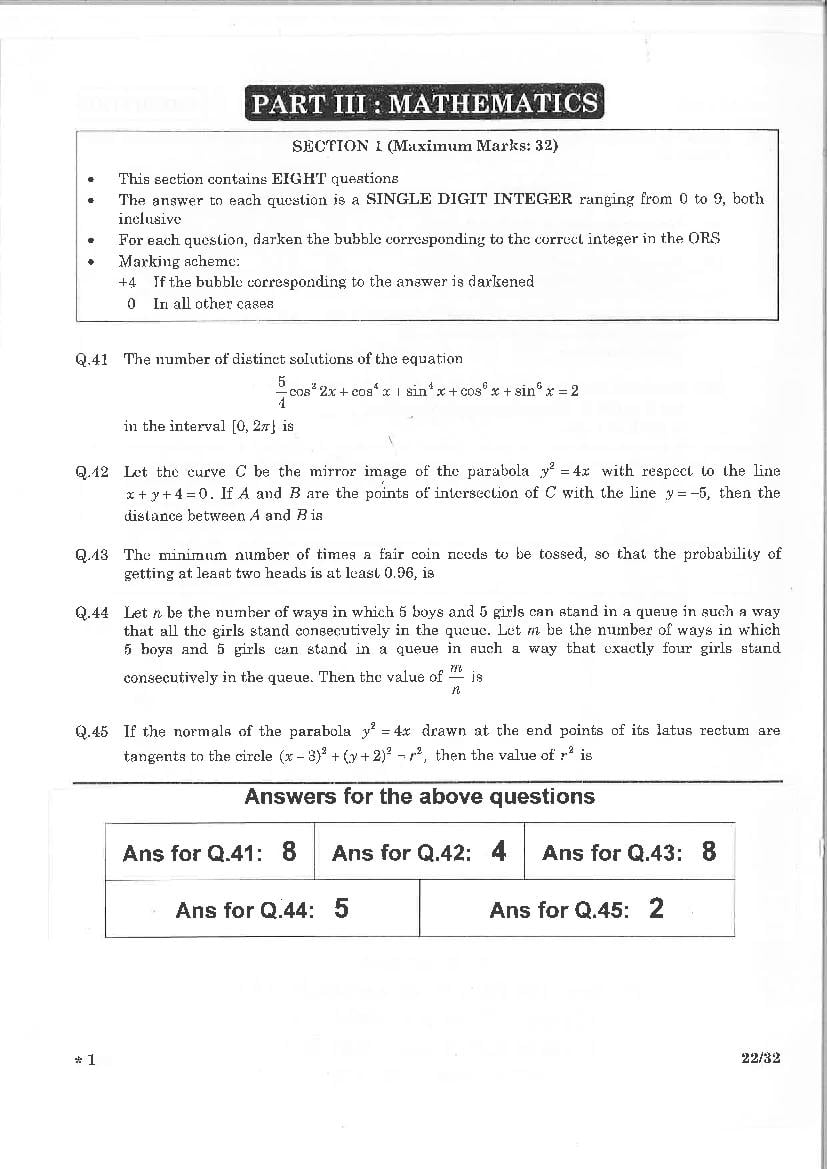 JEE Advanced 2015 Question Paper PDF (2 Papers with Answers)
