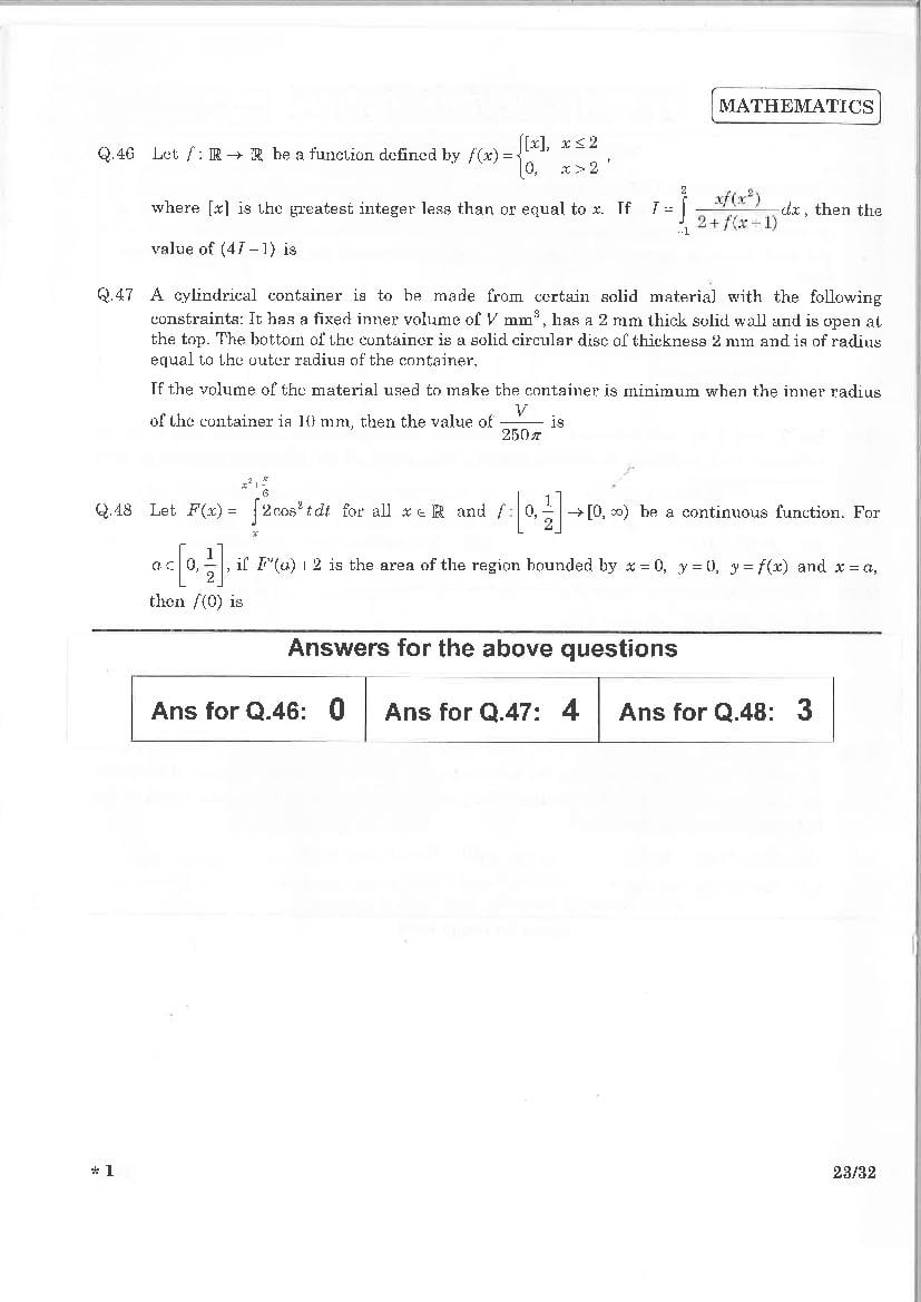 JEE Advanced 2015 Question Paper PDF (2 Papers with Answers)