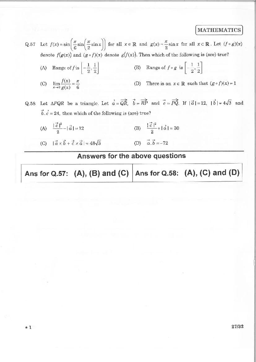 JEE Advanced 2015 Question Paper PDF (2 Papers with Answers)