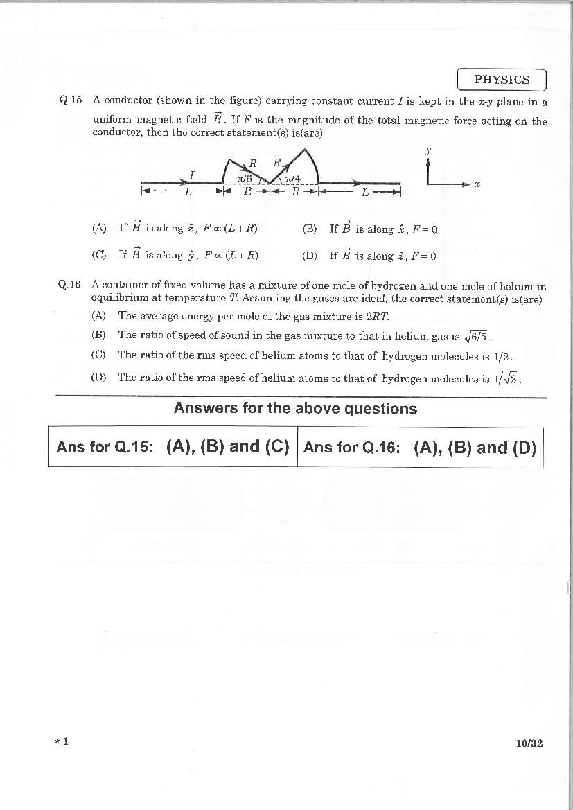 JEE Advanced 2015 Question Paper PDF (2 Papers with Answers)