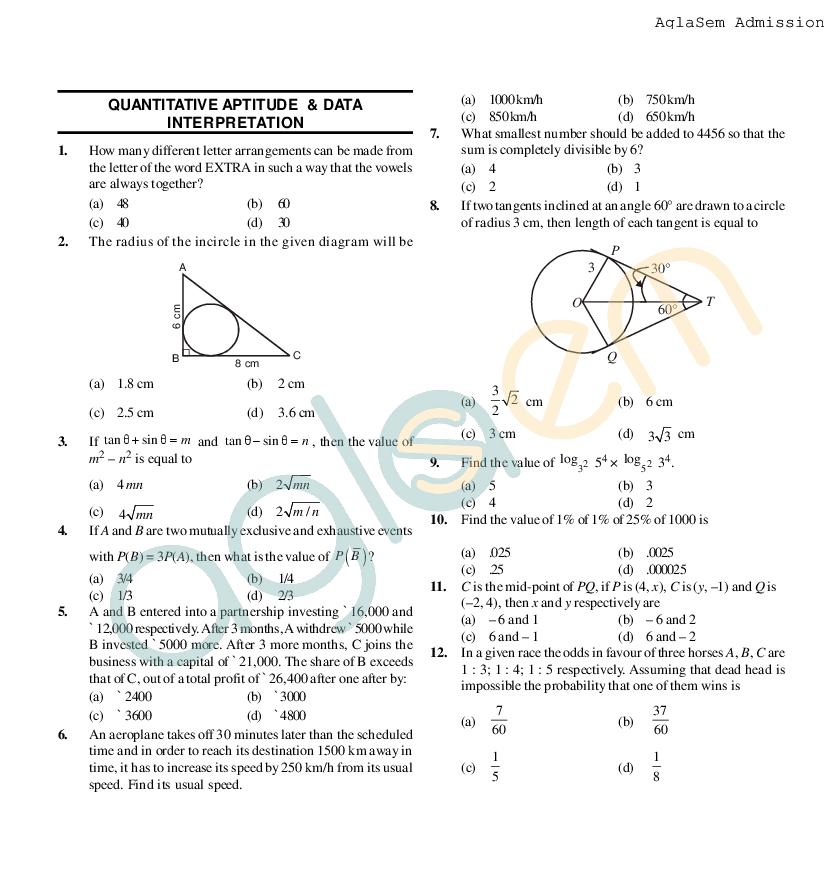 SNAP 2014 Question Paper and Answer Key - Page 1