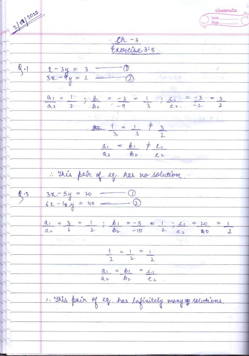 RD Sharma Solutions Class 10 Chapter 3 Pair Of Linear Equations In Two Variables Exercise 3.5 - Page 1