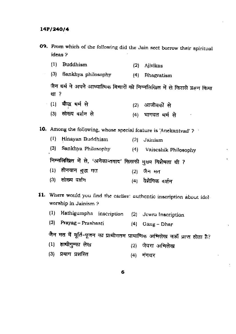 BHU PET 2014 Question Paper MA History