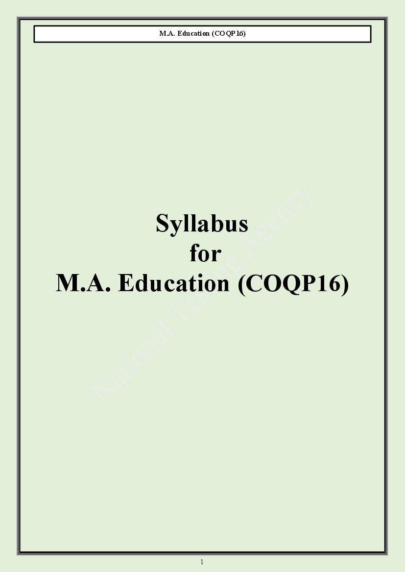 CUET PG 2024 Syllabus MA Education - Page 1