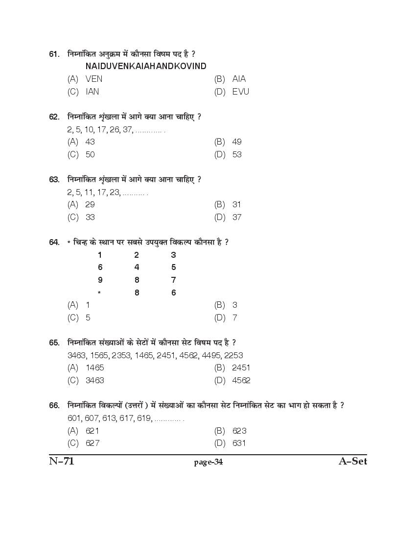 PU B.Ed Entrance Exam 2017 Question Paper Punjab