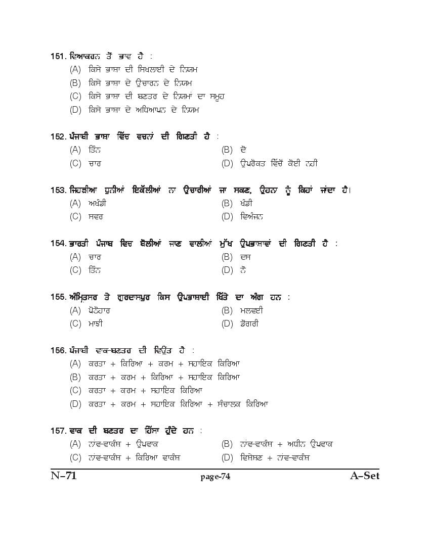 Punjab B.Ed 2017 Question Paper PDF with Answer Key