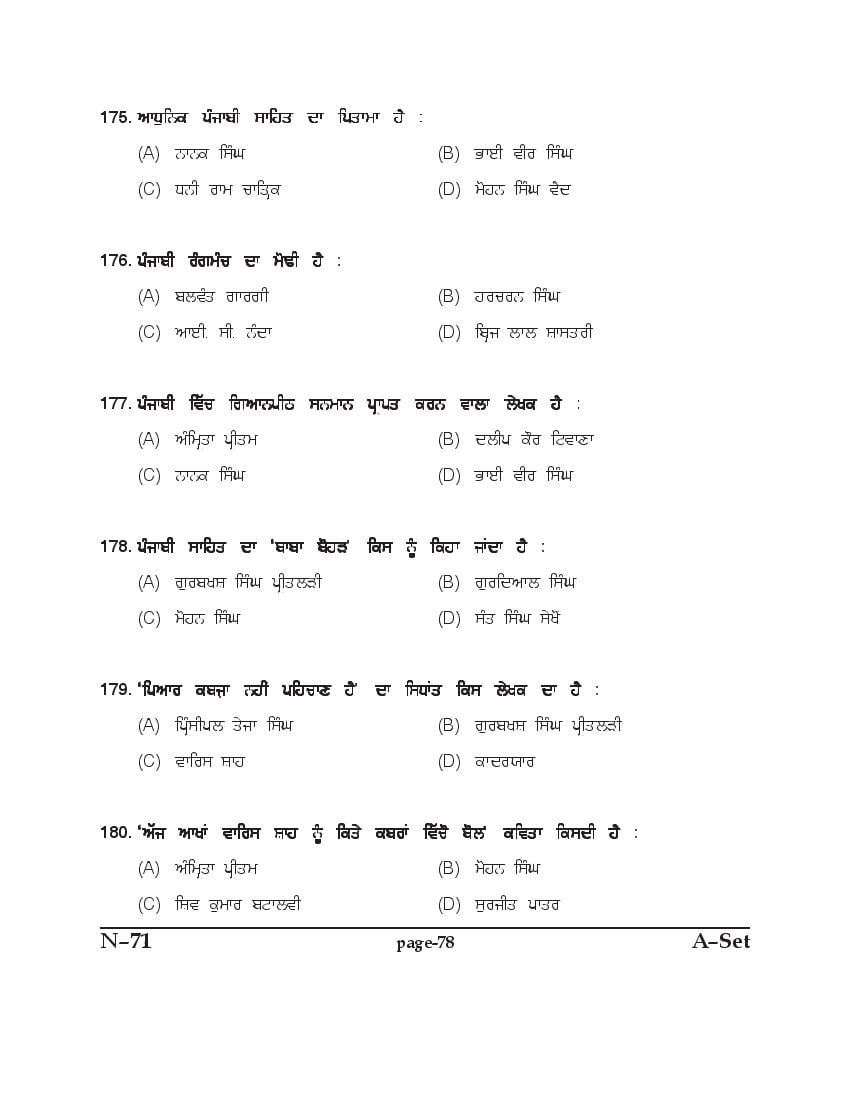 Punjab B.Ed 2017 Question Paper PDF with Answer Key