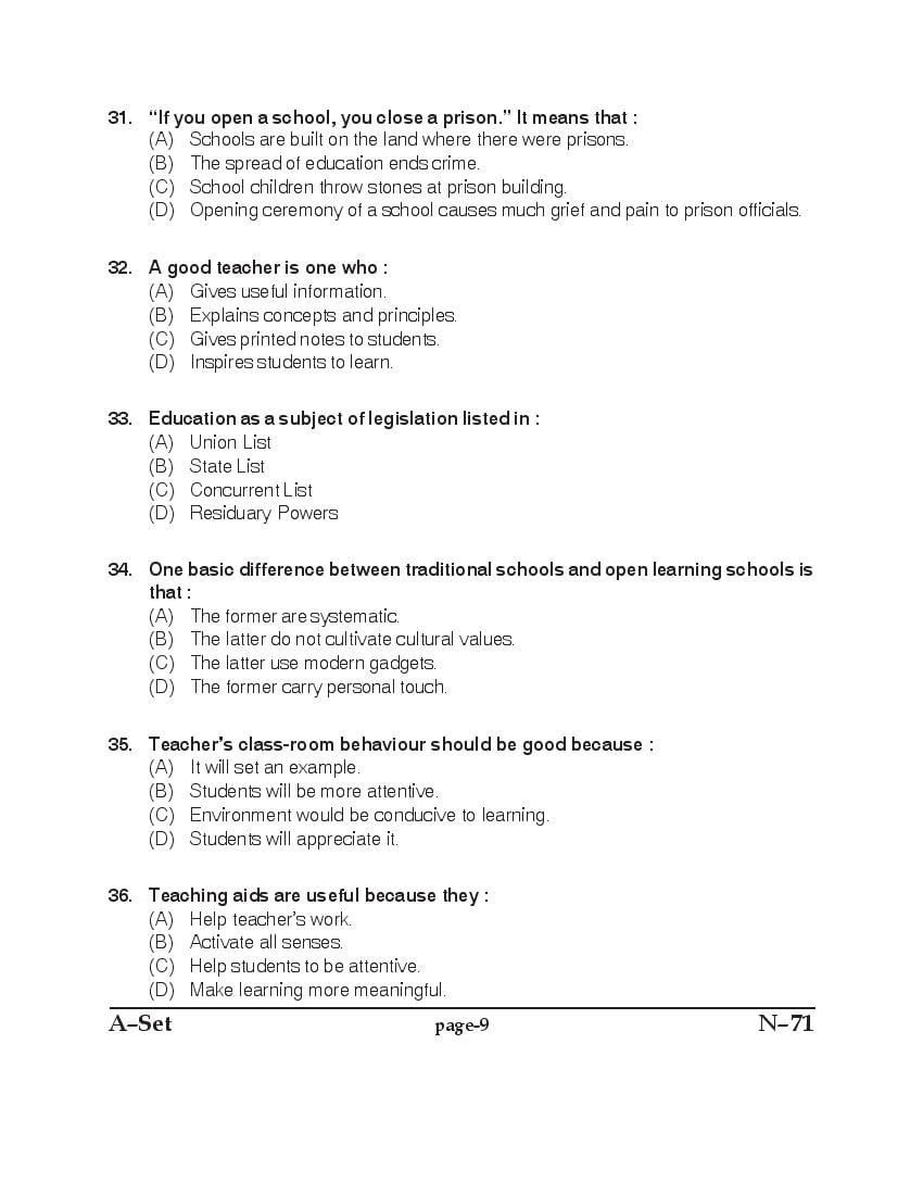 Punjab B.Ed 2017 Question Paper PDF with Answer Key