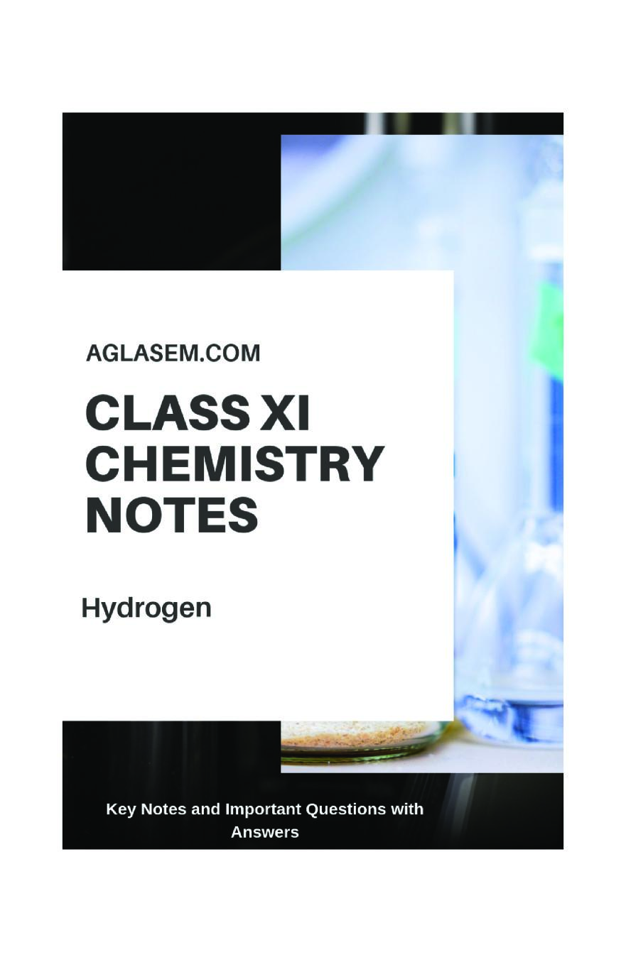 Class 11 Chemistry Notes for Hydrogen - Page 1