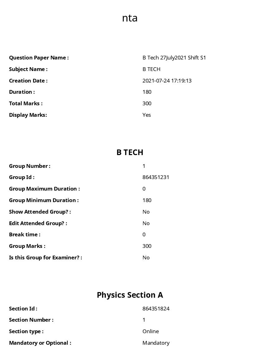 JEE main 2021 Question Paper 27 Jul Shift 1 B.Tech Urdu - Page 1 of 115