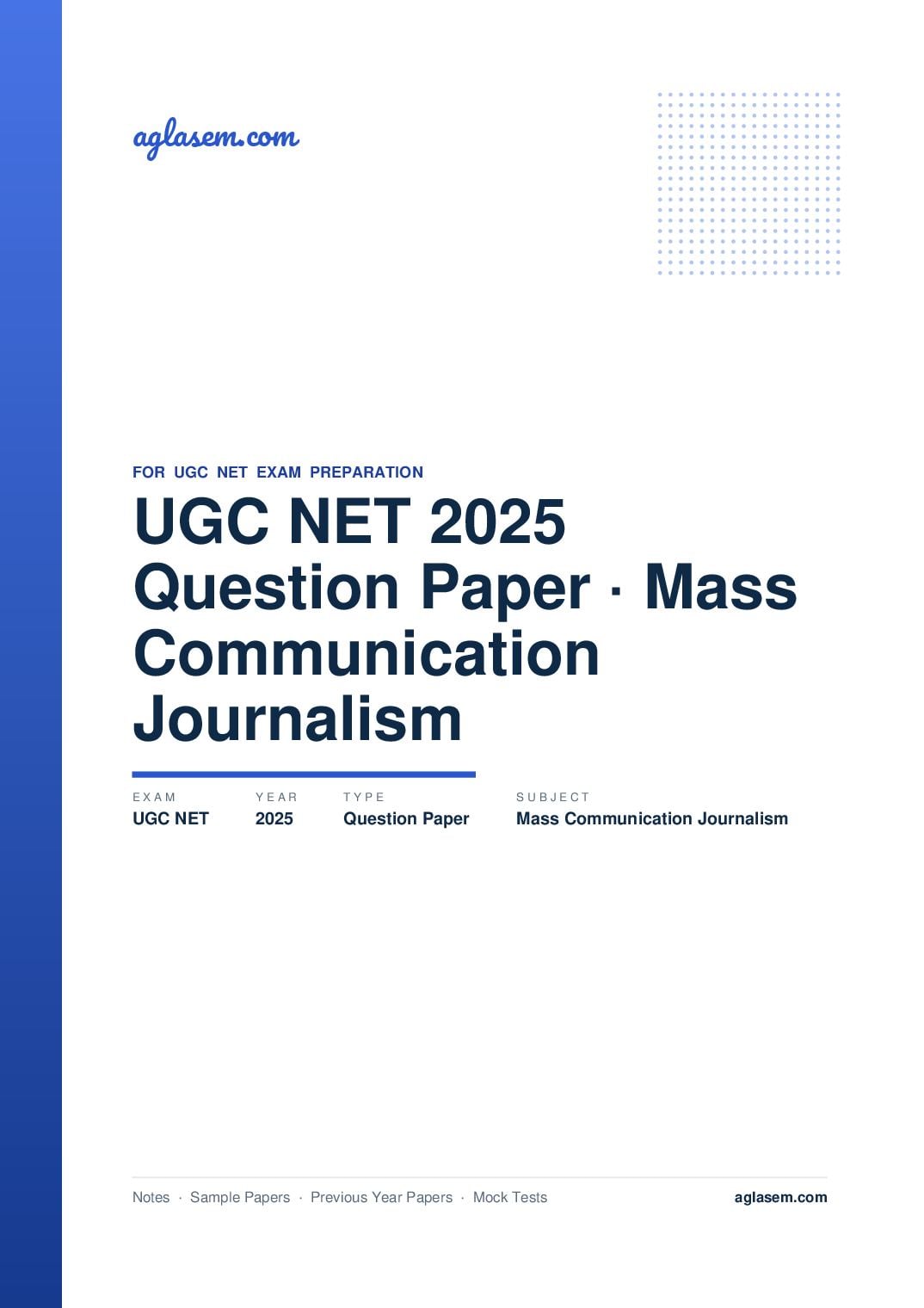 UGC NET 2025 Question Paper Mass Communication and Journalism - Page 1 of 145