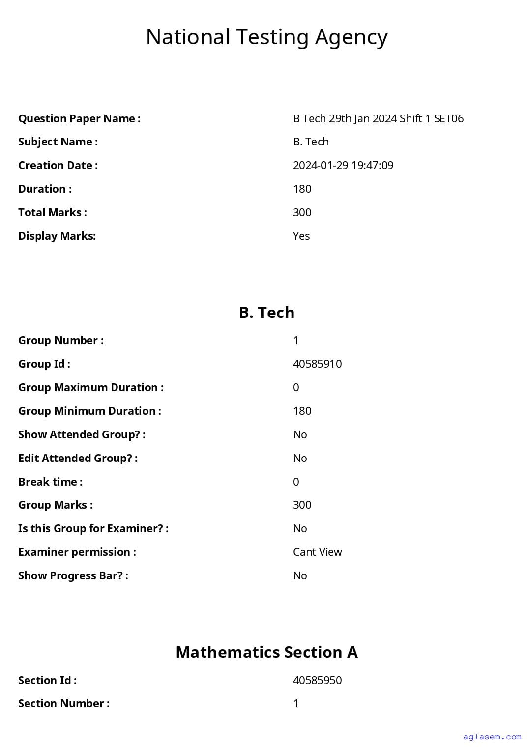JEE Main 2025 Question Paper (B.Tech) - 29 Jan Shift 1 - Page 1 of 104
