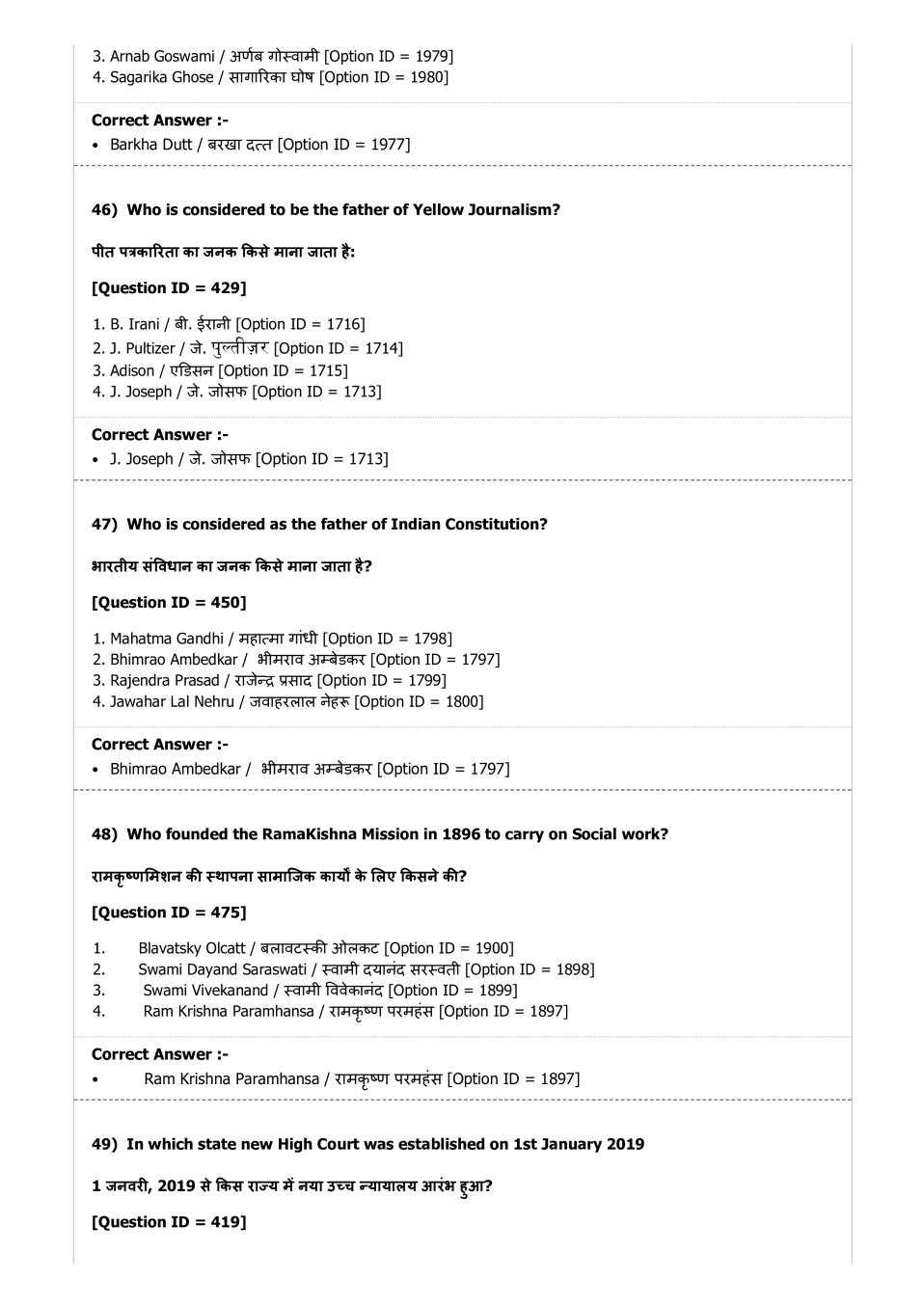 DUET 2019 Question Papers PDF (123 Course-wise Papers)