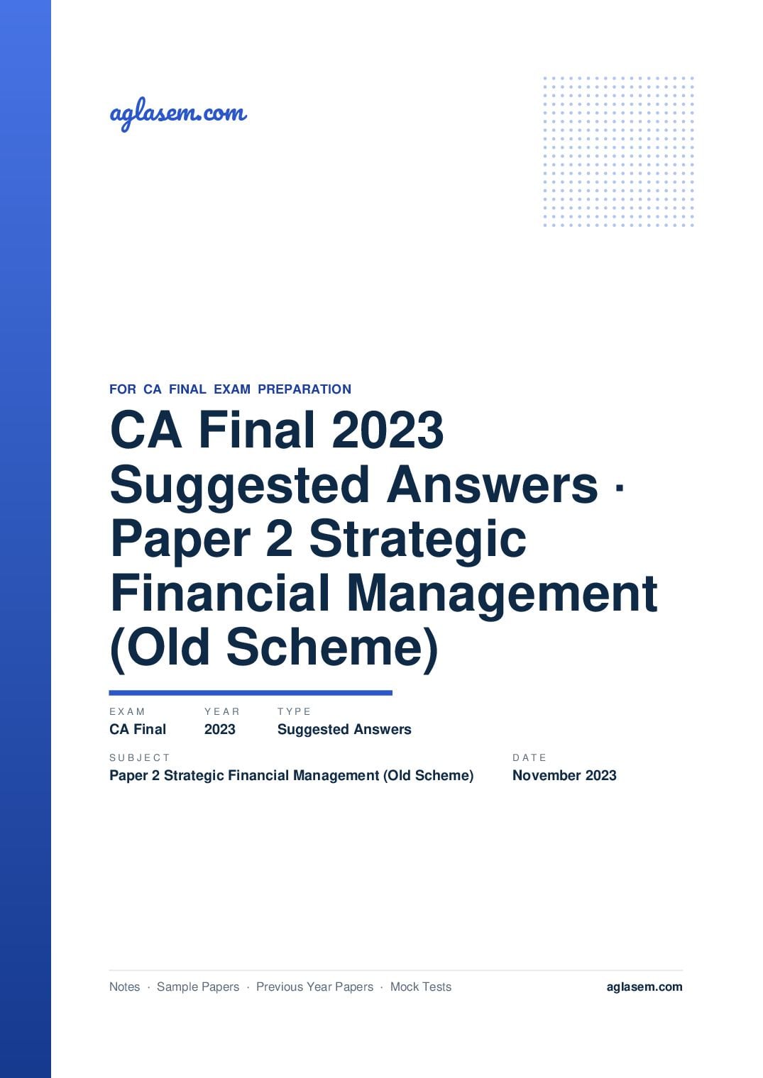 CA Final November 2023 Suggested Answers Paper 2 Strategic Financial Management (Old Scheme) - Page 1 of 26