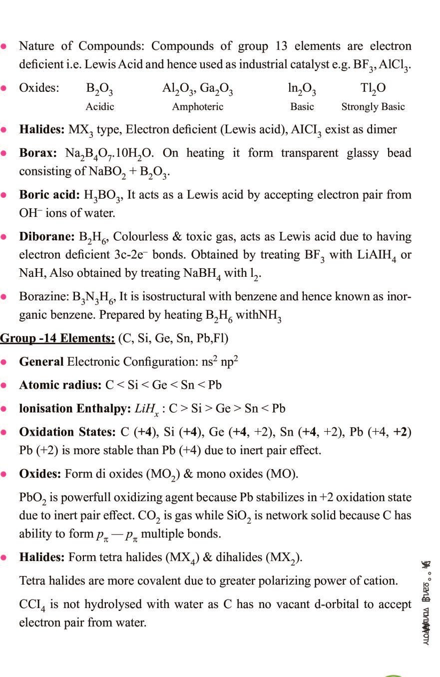 P Block Elements Class 11 Notes Self Study