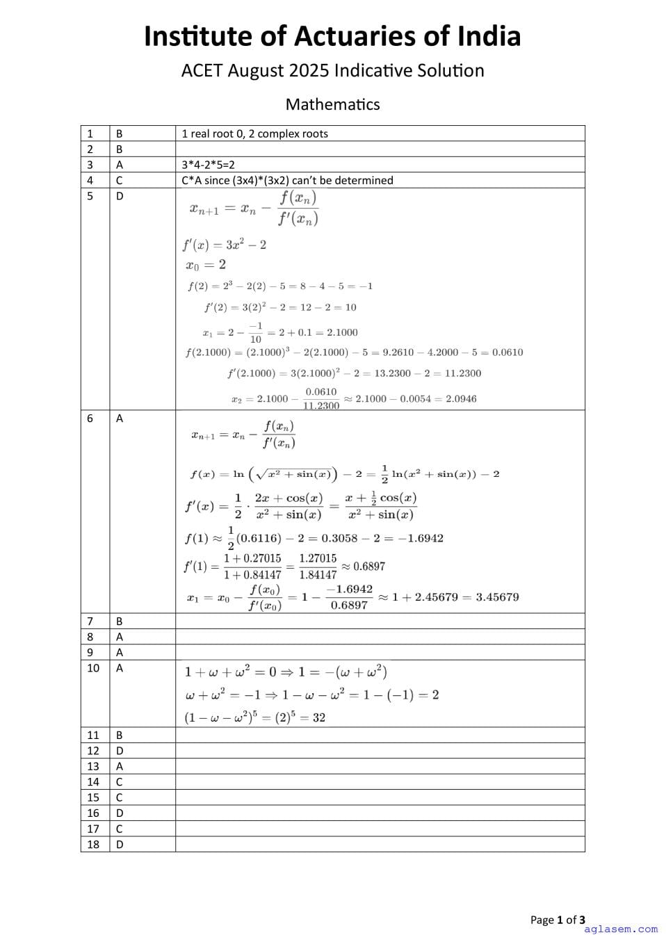 ACET Aug 2025 Solution - Page 1 of 3