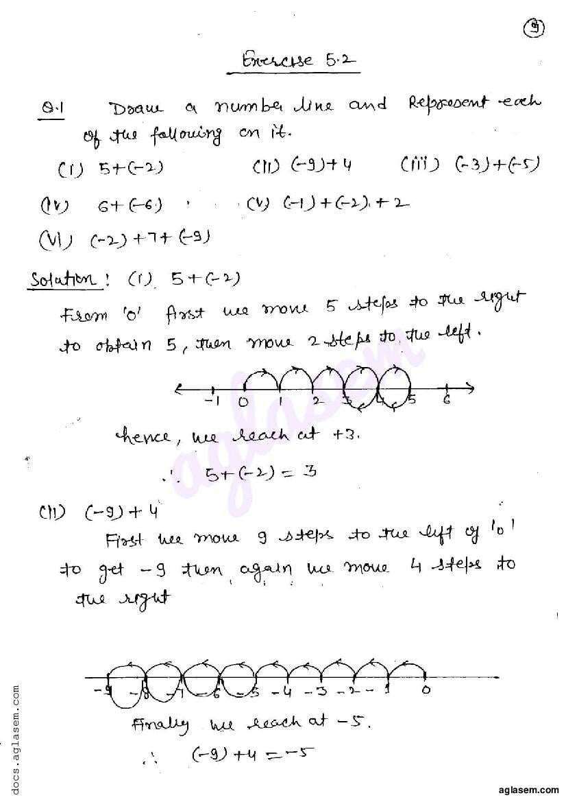 RD Sharma Solutions Class 6 Maths Chapter 5 Negative Numbers and Integers Exercise 5.2 - Page 1