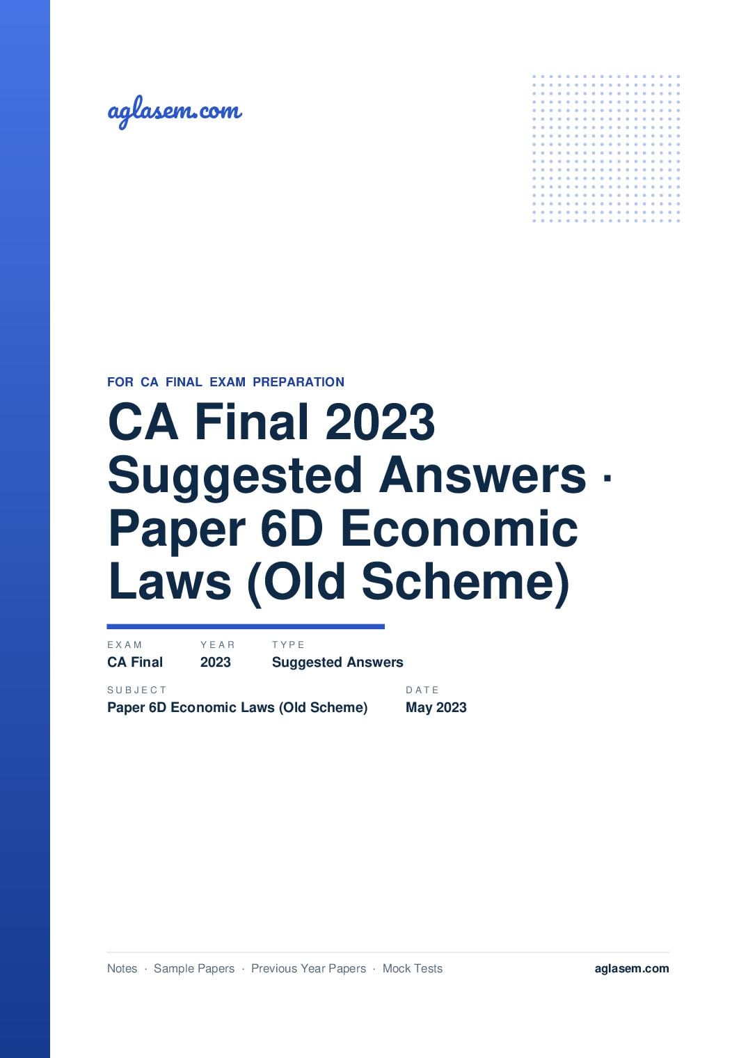 CA Final May 2023 Suggested Answers Paper 6D Economic Laws (Old Scheme) - Page 1 of 42