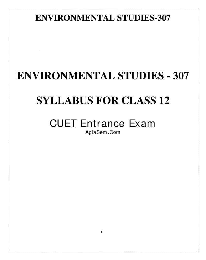 CUET 2022 Syllabus Environmental Studies - Page 1