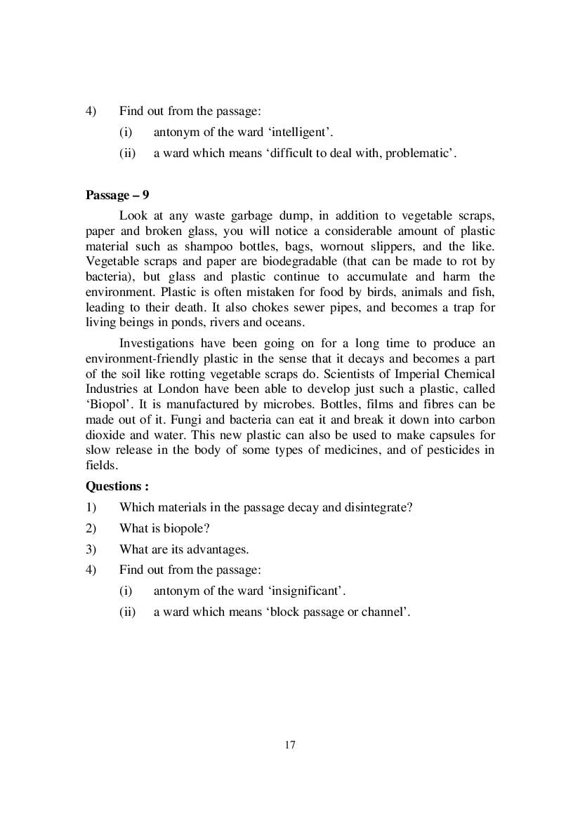 MP Board Class 9 English (Special) Question Bank (PDF) – Important Questions