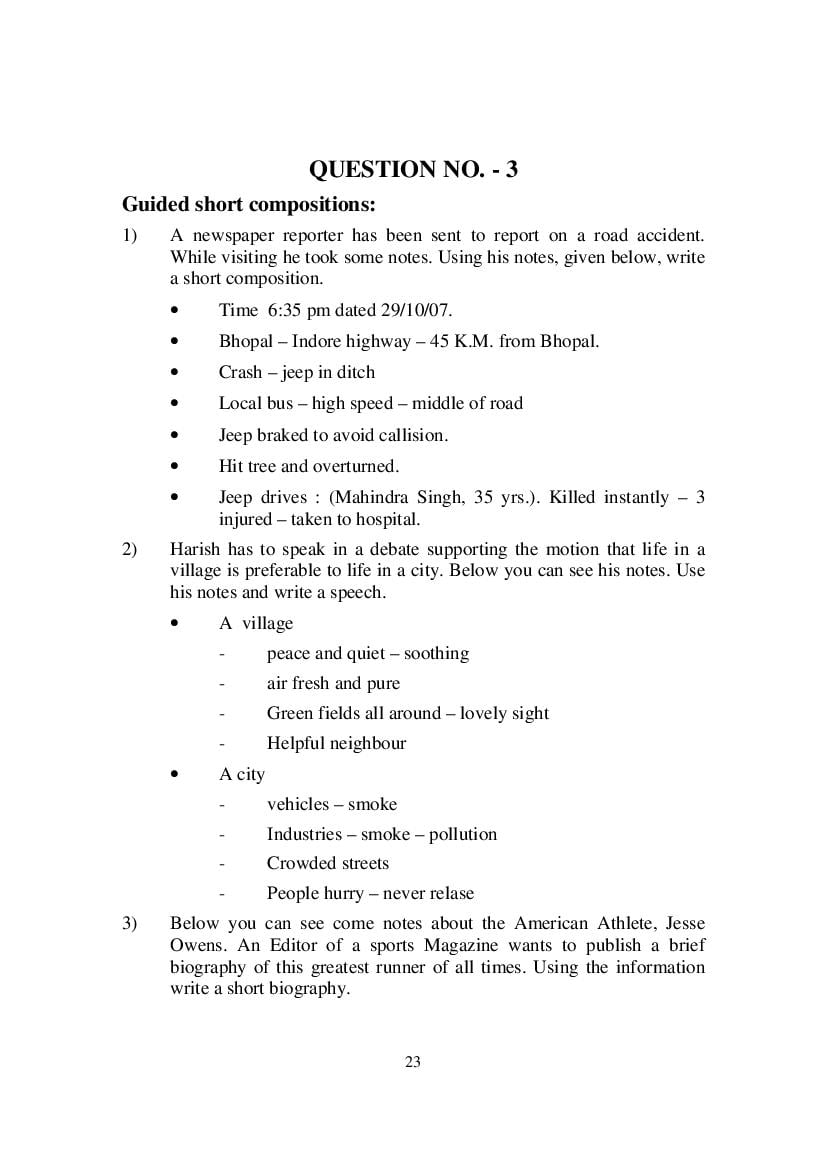 MP Board Class 9 English (Special) Question Bank (PDF) – Important Questions