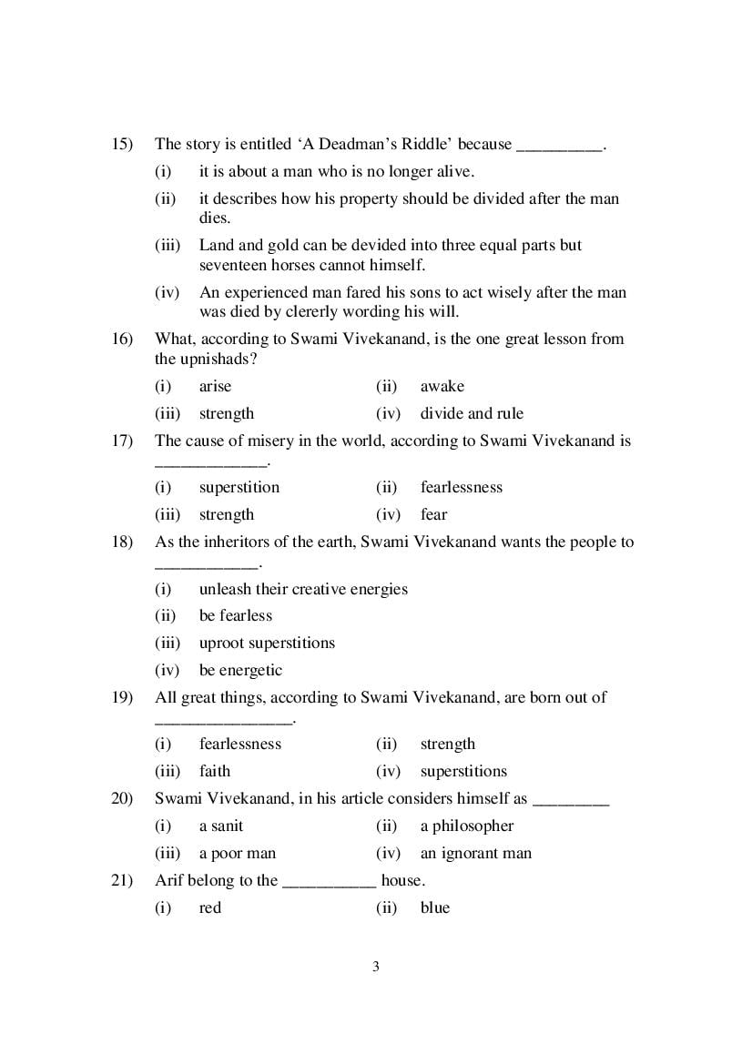MP Board Class 9 English (Special) Question Bank (PDF) – Important Questions