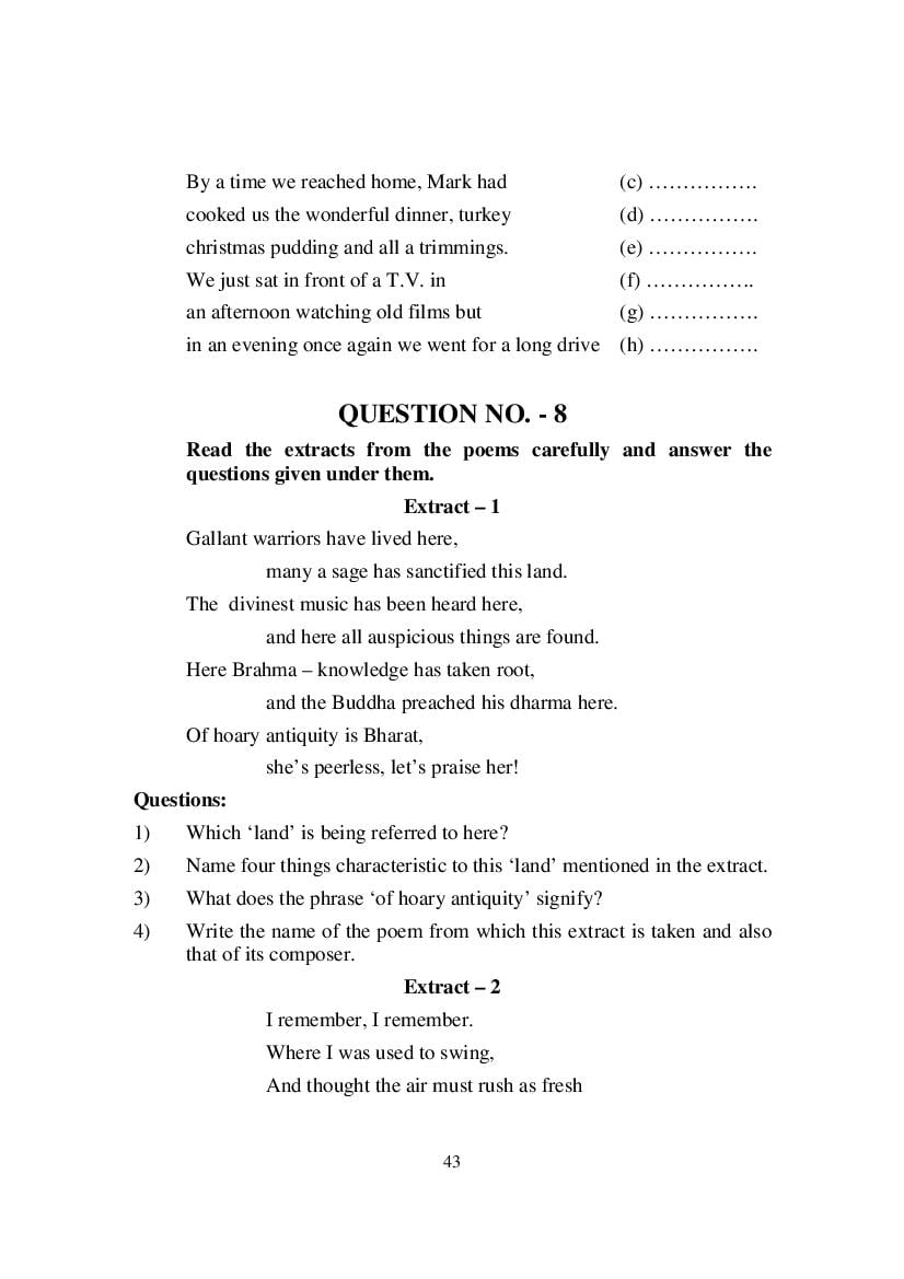 MP Board Class 9 English (Special) Question Bank (PDF) – Important Questions
