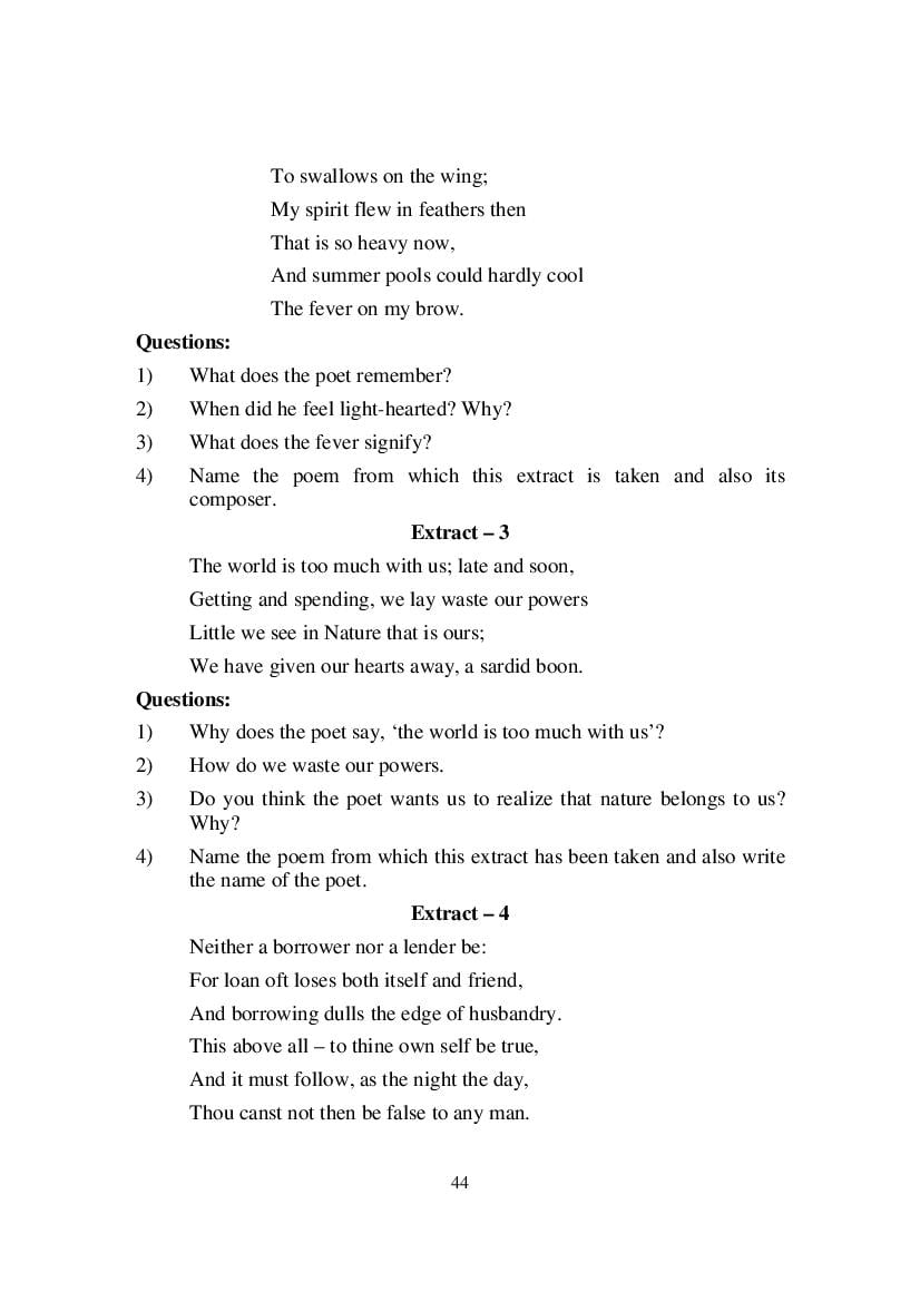 MP Board Class 9 English (Special) Question Bank (PDF) – Important Questions