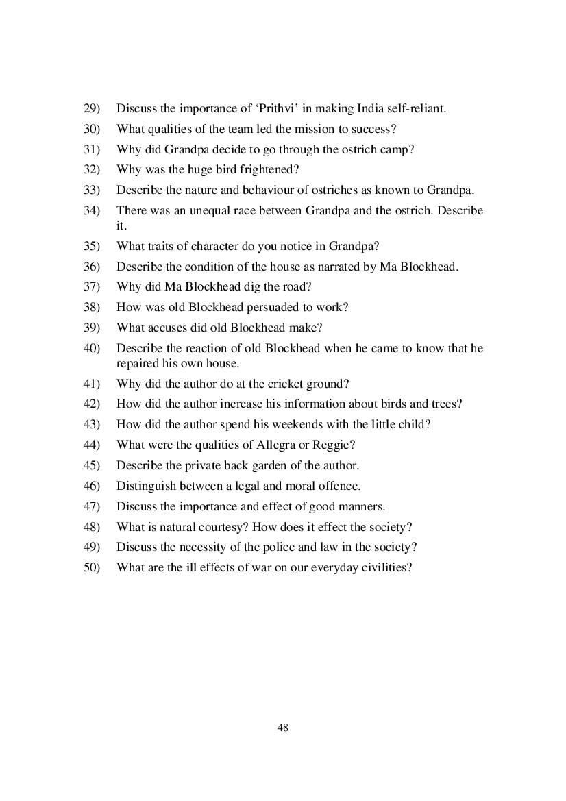 MP Board Class 9 English (Special) Question Bank (PDF) – Important Questions